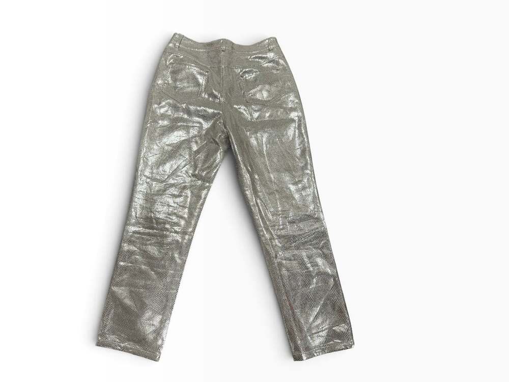 4TH+RECKLESS Metallic Snake Pants US L Silver Faux Leather